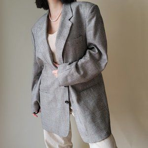 Vintage Oversized Black/White Plaid Blazer